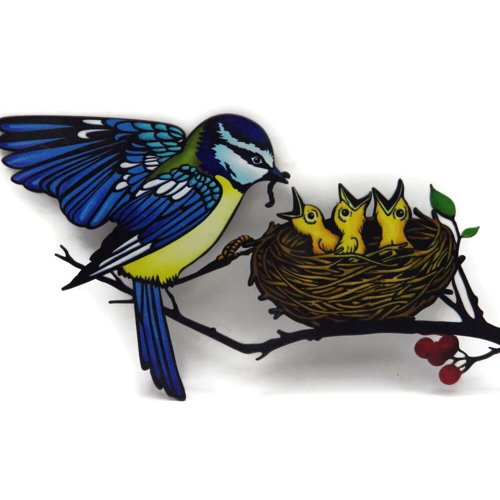 Metal Garden Art/ Blue Bird & Nestlings